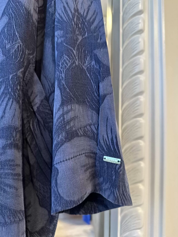 İNVEE Çiçek Desenli Lyocell Gömlek - Lacivert