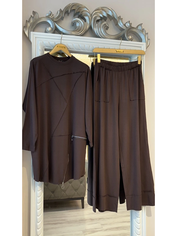 İNVEE Pamuk Takım - Kahverengi