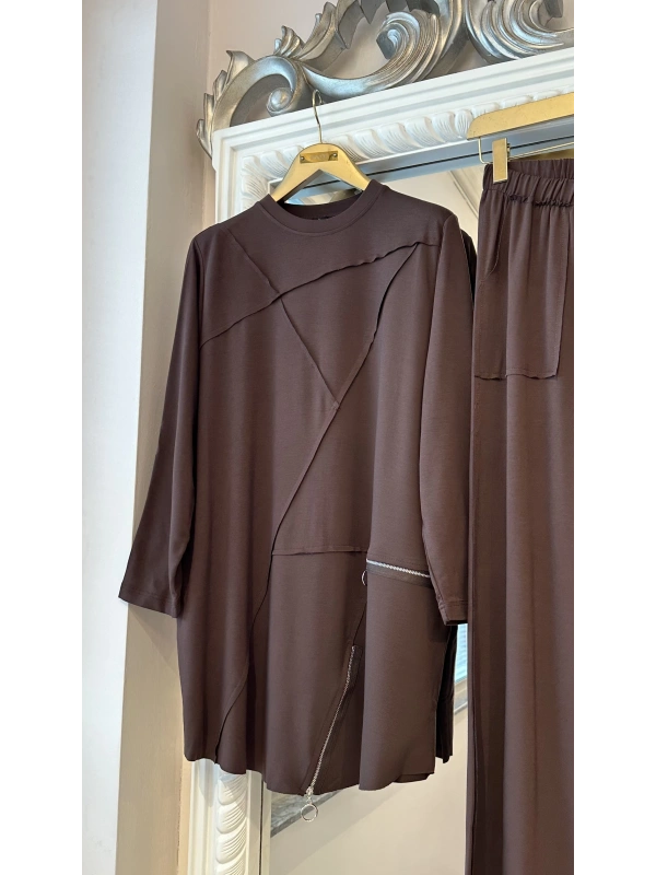 İNVEE Pamuk Takım - Kahverengi