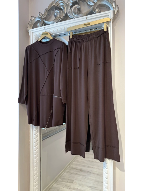 İNVEE Pamuk Takım - Kahverengi