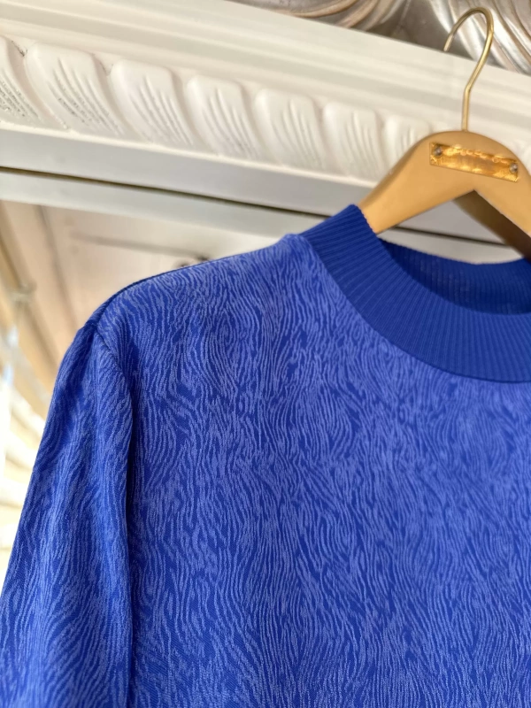 İNVEE 7136 Desenli Modal Elbise - Sax