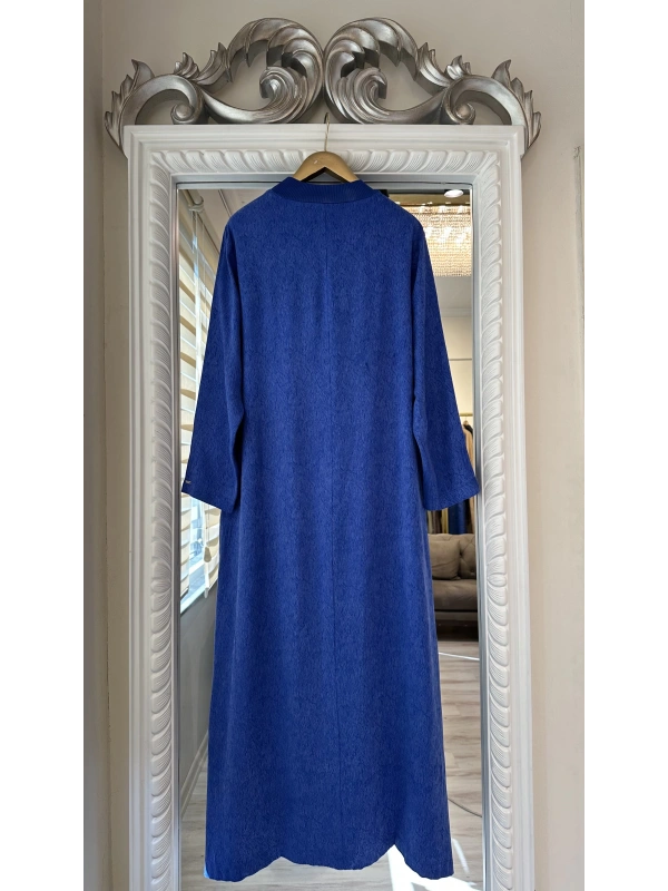 İNVEE 7136 Desenli Modal Elbise - Sax