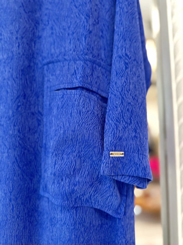 İNVEE 7136 Desenli Modal Elbise - Sax