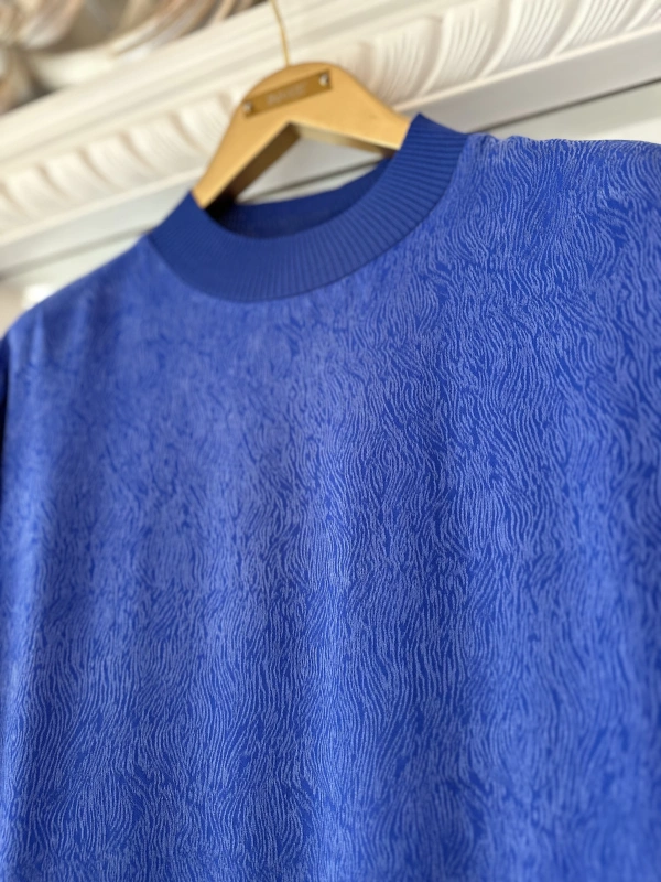 İNVEE 7136 Desenli Modal Elbise - Sax