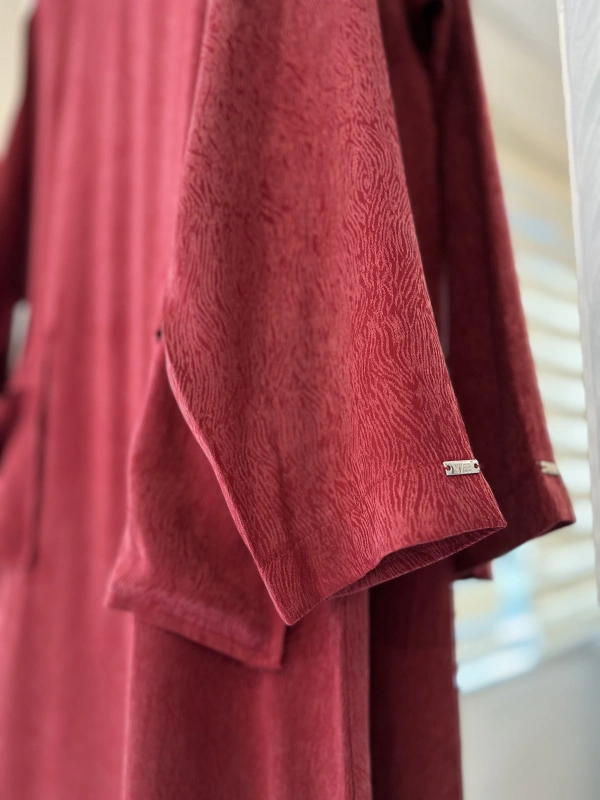 İNVEE 7136 Desenli Modal Elbise - Bordo