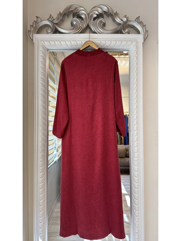 İNVEE 7136 Desenli Modal Elbise - Bordo