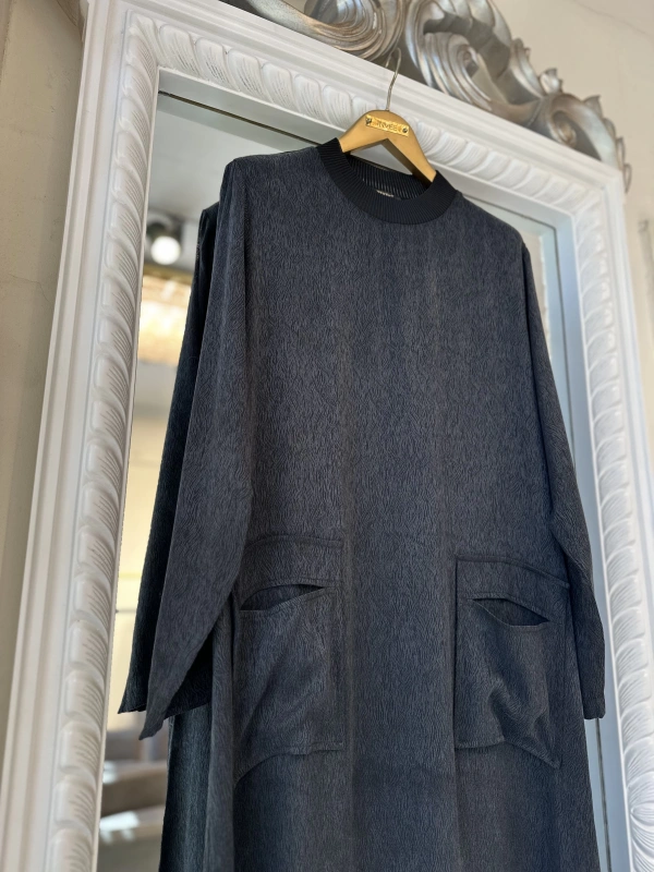 İNVEE 7136 Desenli Modal Elbise - Siyah