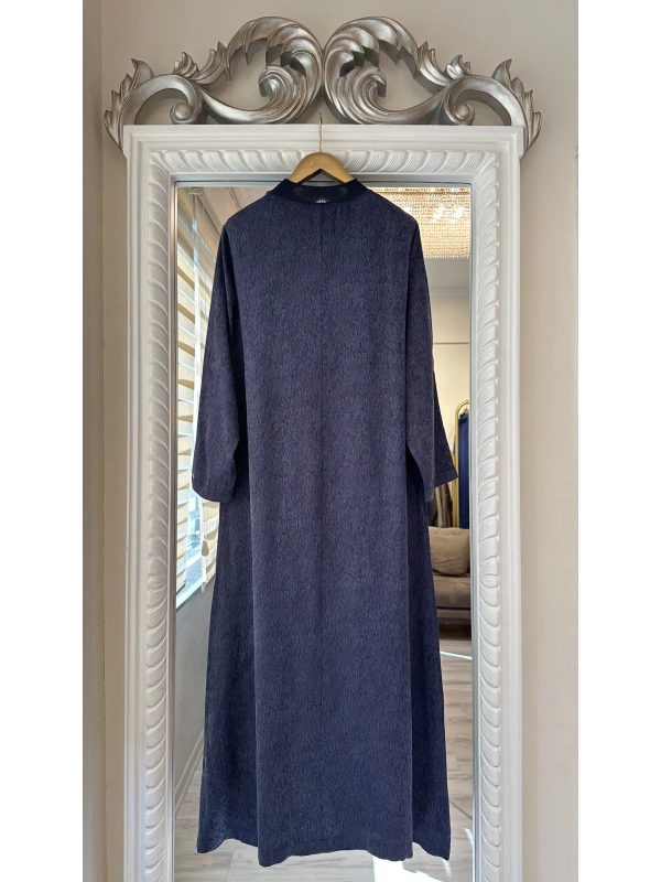 İNVEE 7136 Desenli Modal Elbise - Lacivert