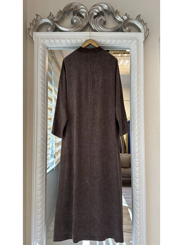 İNVEE 7136 Desenli Modal Elbise - Kahverengi