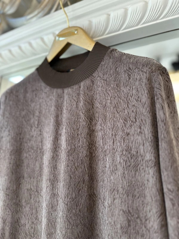 İNVEE 7136 Desenli Modal Elbise - Kahverengi