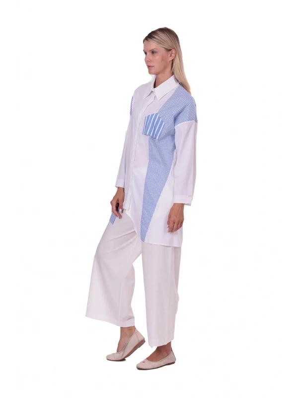 İNVEE 7138 Cep Detaylı Gömlek - Beyaz