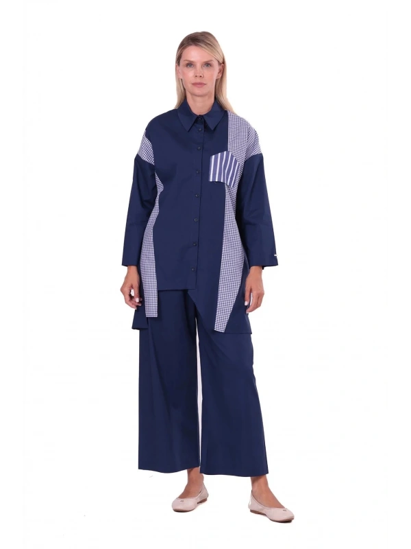 İNVEE 7138 Cep Detaylı Gömlek - Lacivert