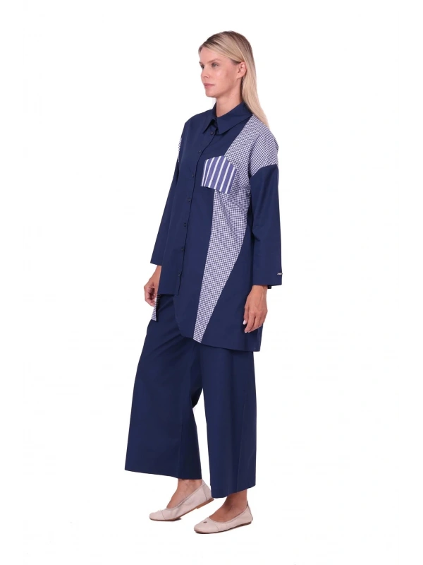 İNVEE 7138 Cep Detaylı Gömlek - Lacivert