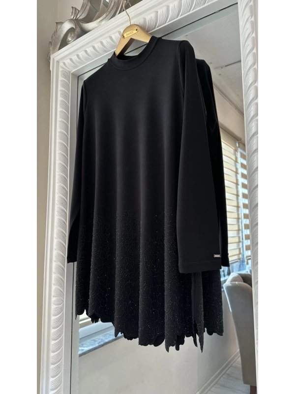 İNVEE Taş Baskılı Modal Takım - Siyah