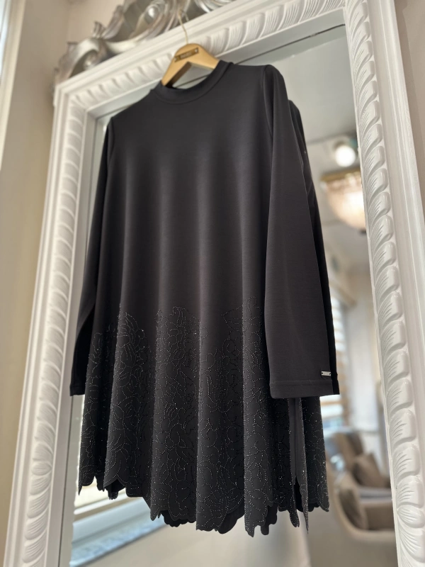 İNVEE Taş Baskılı Modal Takım - Siyah