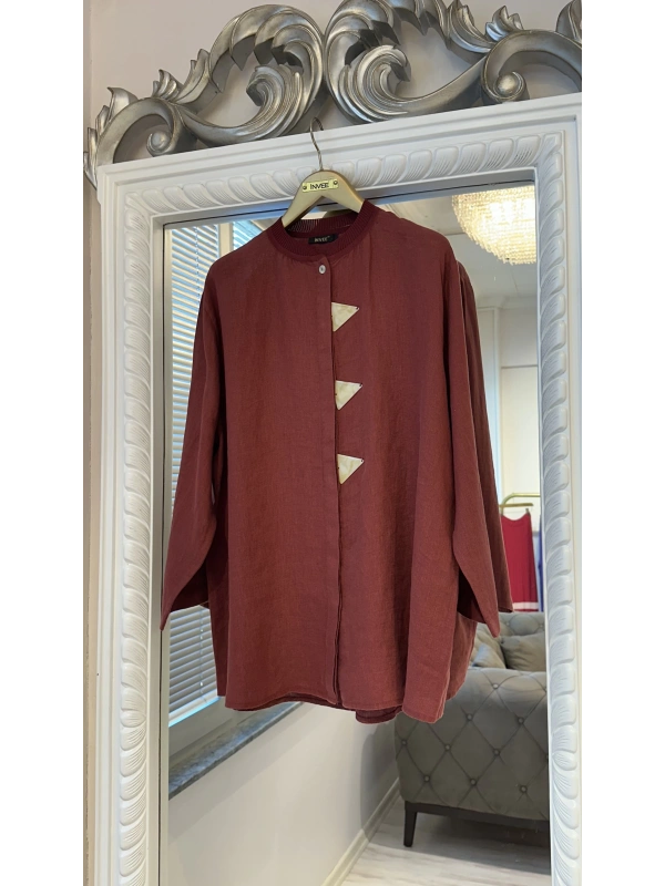 İNVEE 7145 Keten Takım - Bordo