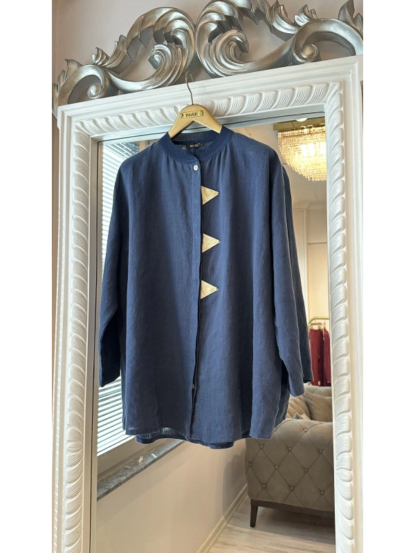 İNVEE 7145 Keten Takım - İndigo