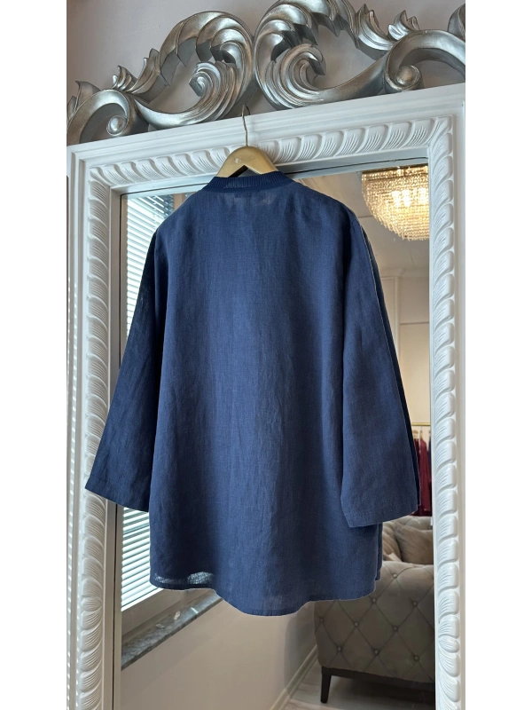 İNVEE 7145 Keten Takım - İndigo