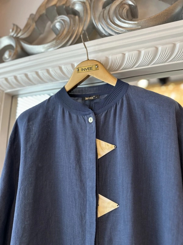 İNVEE 7145 Keten Takım - İndigo