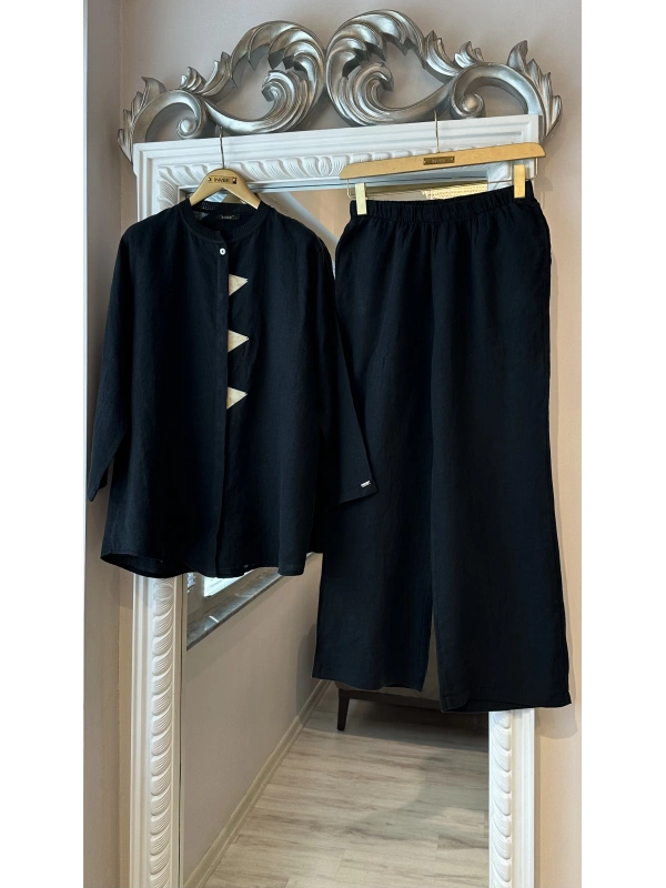 İNVEE 7145 Keten Takım - Siyah