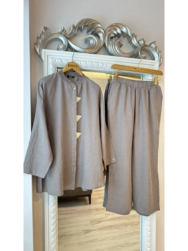 İNVEE 7145 Keten Takım - Vizon