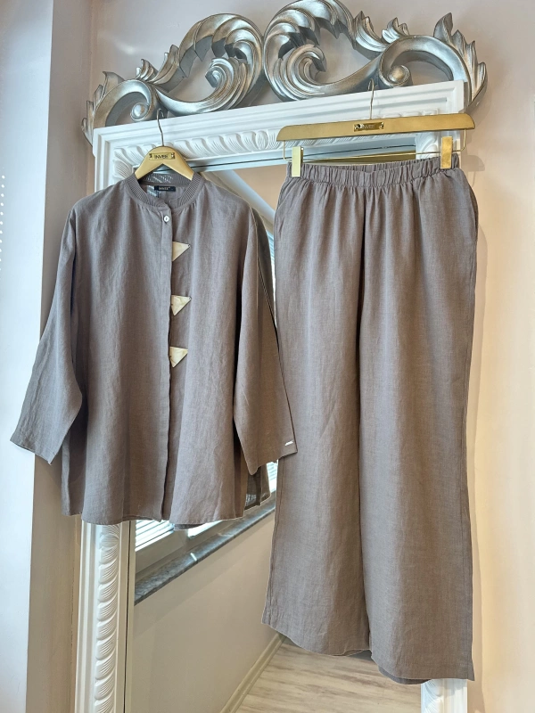 İNVEE 7145 Keten Takım - Vizon