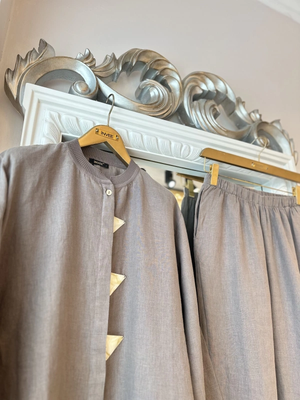 İNVEE 7145 Keten Takım - Vizon