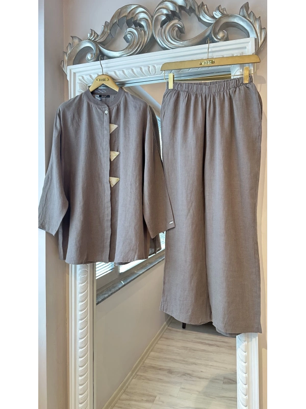 İNVEE 7145 Keten Takım - Vizon