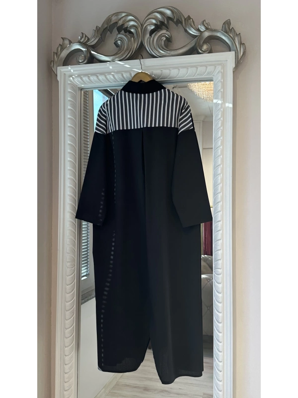 İNVEE 7158 Cep Detaylı Uzun Gömlek - Siyah