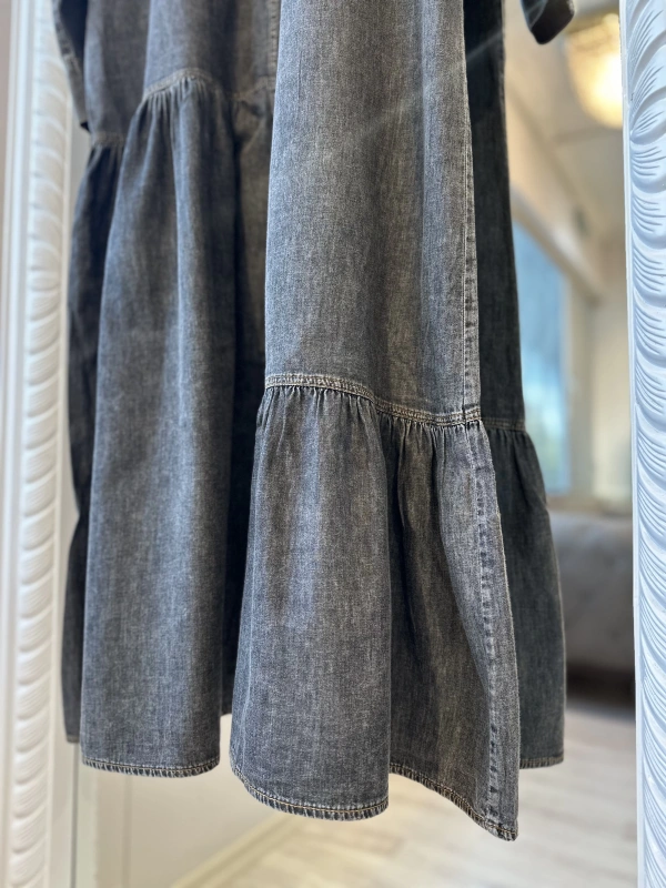 İNVEE İnce Denim Elbise - Siyah