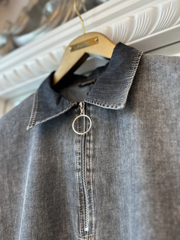 İNVEE İnce Denim Elbise - Siyah