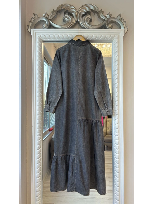 İNVEE İnce Denim Elbise - Siyah