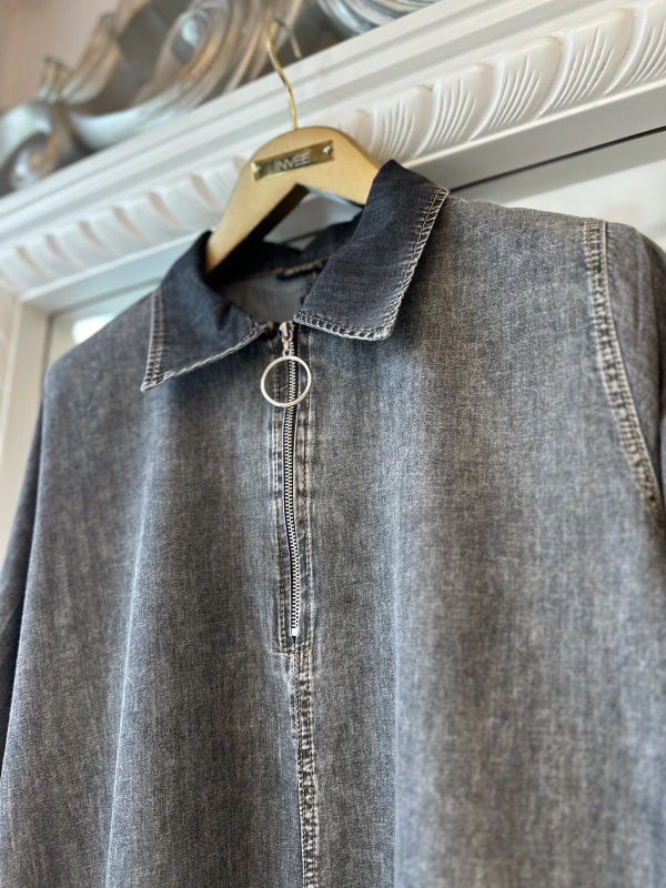 İNVEE İnce Denim Elbise - Siyah