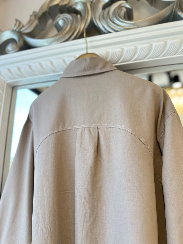 İNVEE İnce Denim Gömlek - Bej