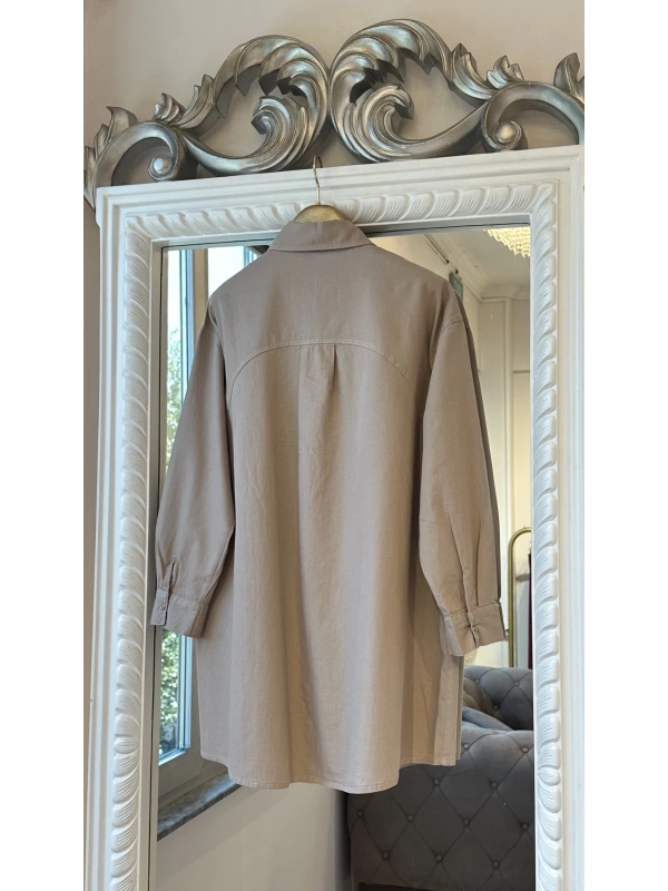 İNVEE İnce Denim Gömlek - Bej