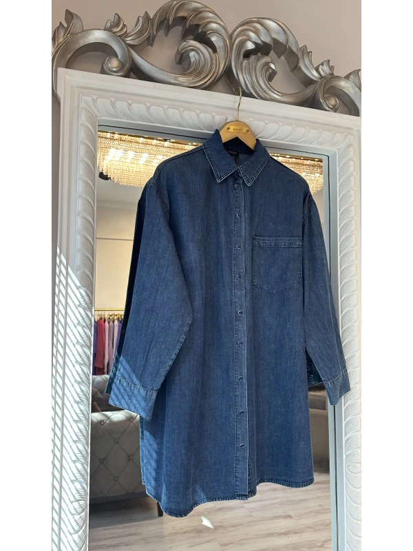 İNVEE İnce Denim Gömlek - Mavi