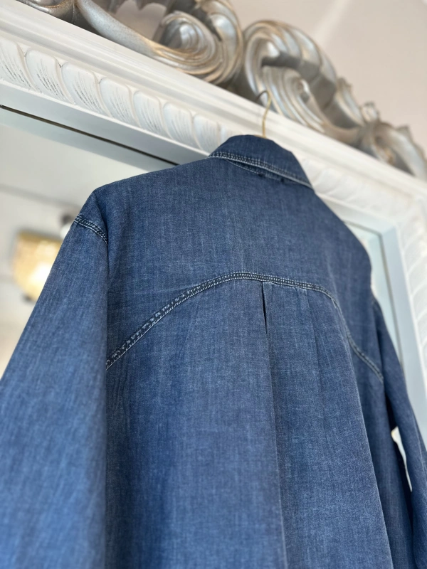 İNVEE İnce Denim Gömlek - Mavi