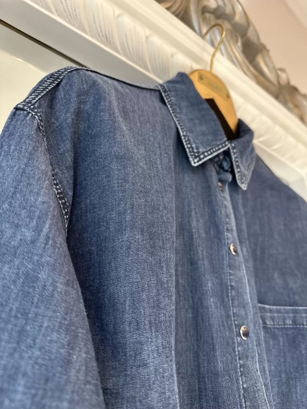 İNVEE İnce Denim Gömlek - Mavi