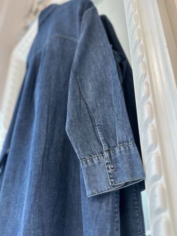 İNVEE İnce Denim Gömlek - Mavi