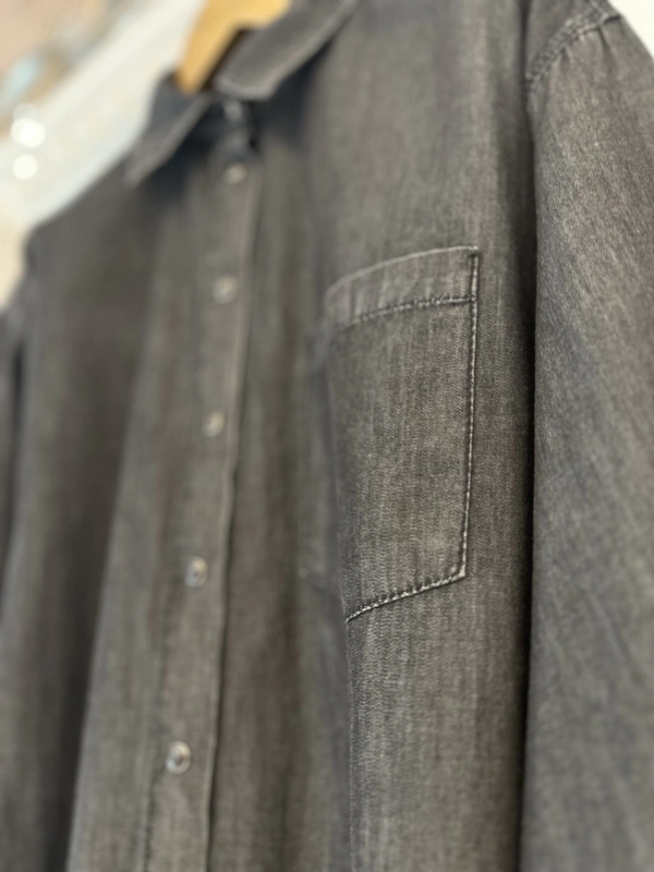 İNVEE İnce Denim Gömlek - Siyah