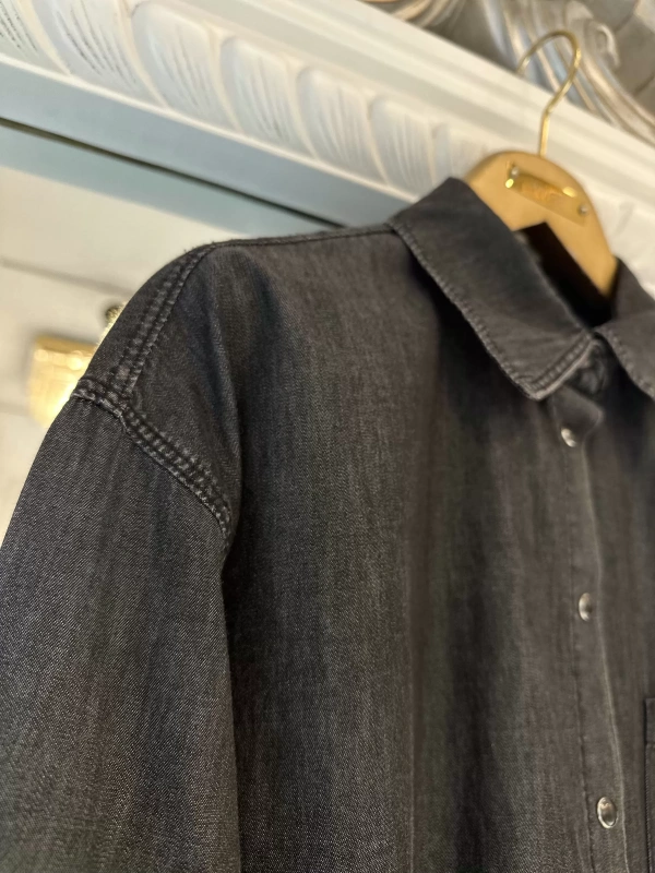 İNVEE İnce Denim Gömlek - Siyah