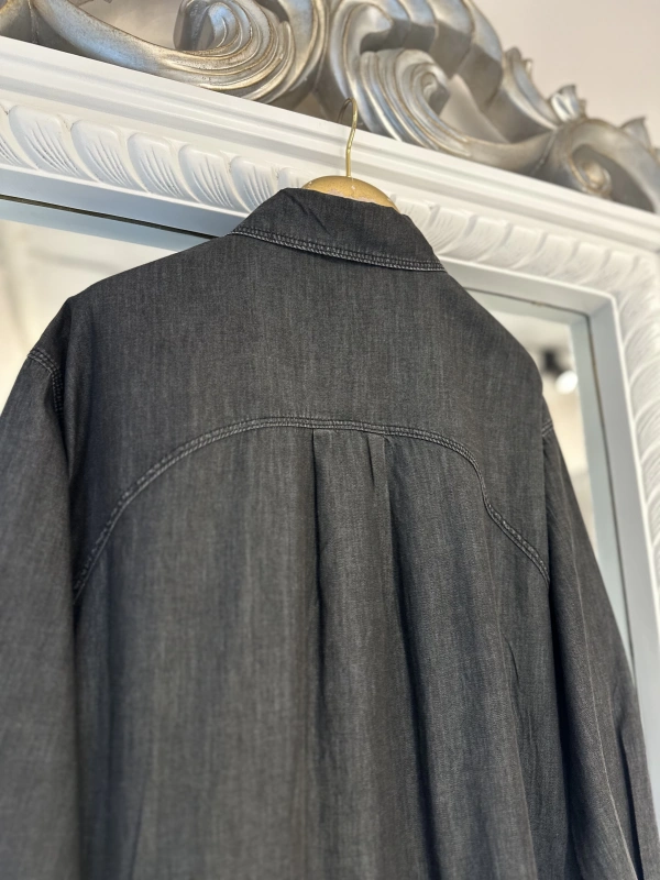 İNVEE İnce Denim Gömlek - Siyah