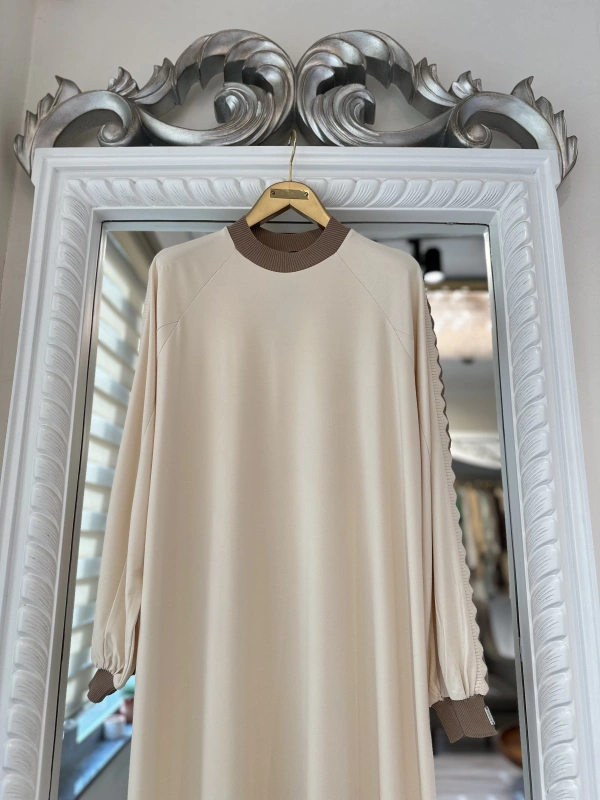 İNVEE 7901 Krem Elbise