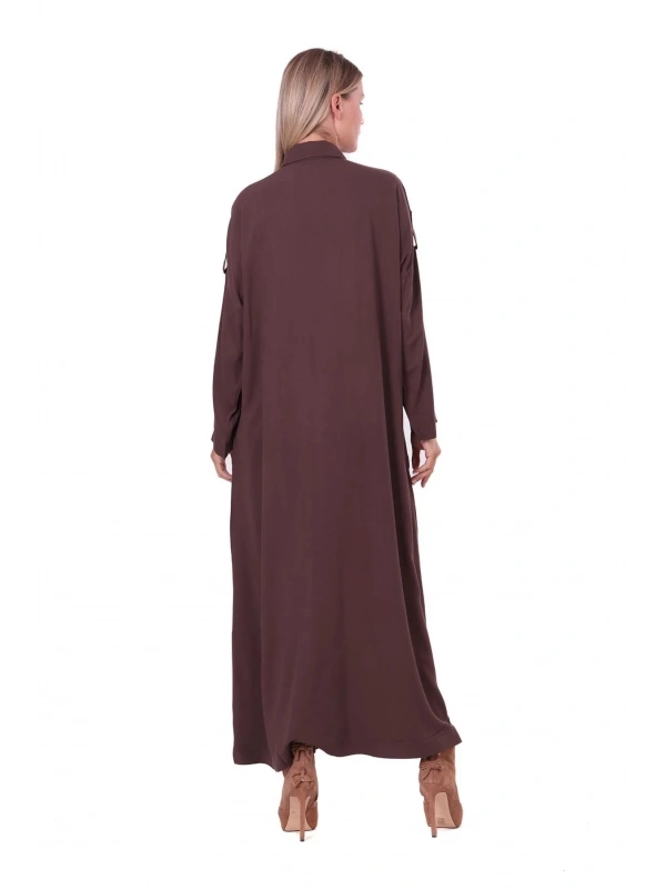 İNVEE Apoletli Uzun Kap - Kahverengi