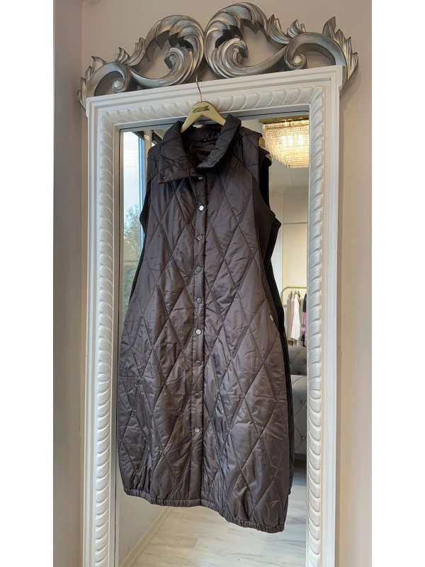 İNVEE Çıtçıt Kapamalı Kapitone Yelek - Baklava Desenli