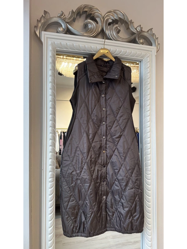 İNVEE Çıtçıt Kapamalı Kapitone Yelek - Baklava Desenli