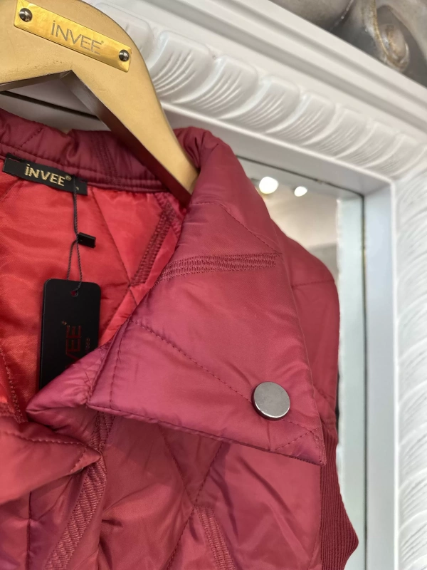 İNVEE Baklava Desenli Kapitone Yelek - Bordo