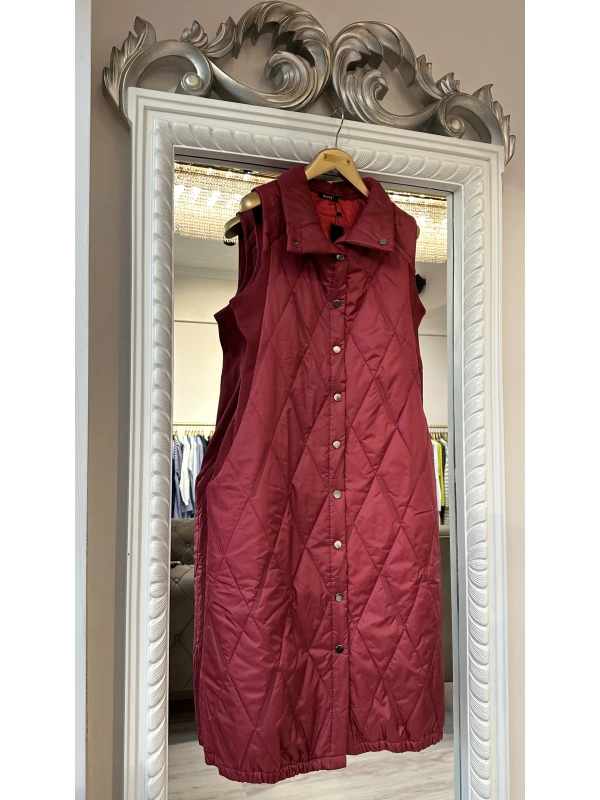 İNVEE Baklava Desenli Kapitone Yelek - Bordo