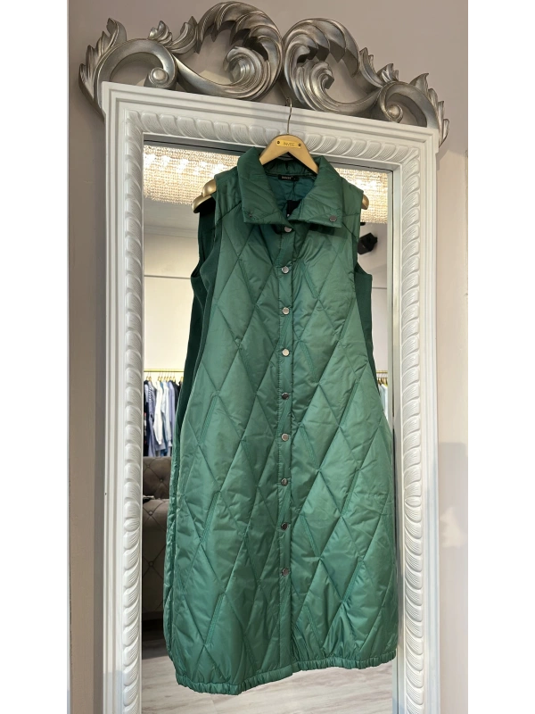 İNVEE Baklava Desenli Kapitone Yelek - Zümrüt Yeşili