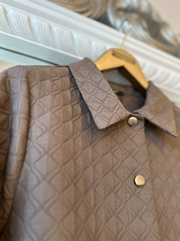 İNVEE Başak Desenli Kapitone Ceket - Tarçın